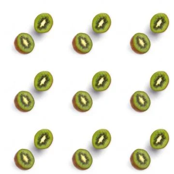 Seamless pattern of ripe kiwi, cut in half Stock Photos