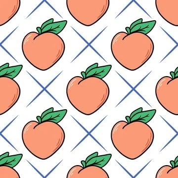 Seamless pattern with ripe peaches Иллюстрация