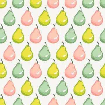 Seamless pattern with ripe pears. Stylized hand drawn vector. Stock Illustration