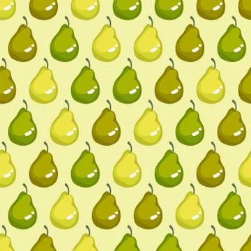 Seamless pattern with ripe pears. Stylized hand drawn vector. Stock Illustration