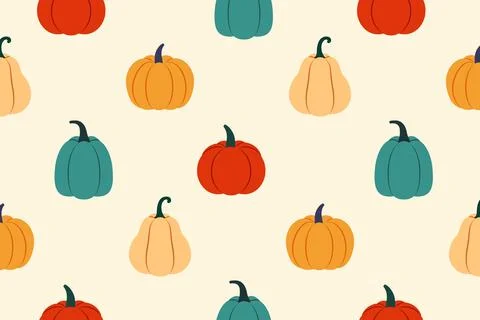 Seamless pattern ripe pumpkin. Vector illustratio Stock Illustration