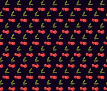 Seamless pattern with ripe realistic red cherries. Stock Illustration