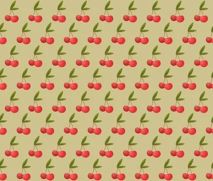 Seamless pattern with ripe realistic red cherries. Stock Illustration