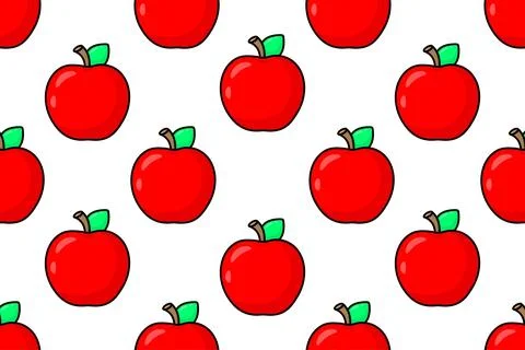 Seamless pattern ripe red apple. Vector illustration Stock Illustration