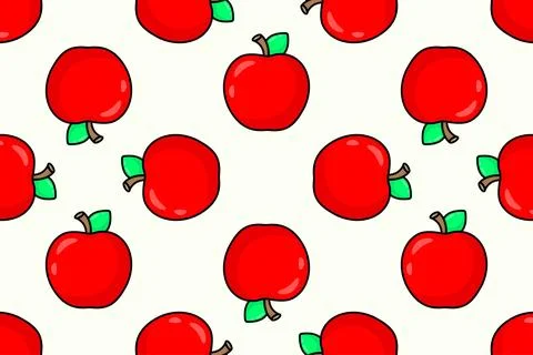 Seamless pattern ripe red apple. Vector illustration Illustrazione stock