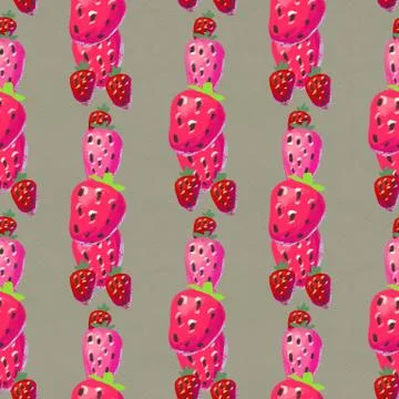 Seamless pattern with ripe strawberry. Hand drawn texture with berries Stock Illustration