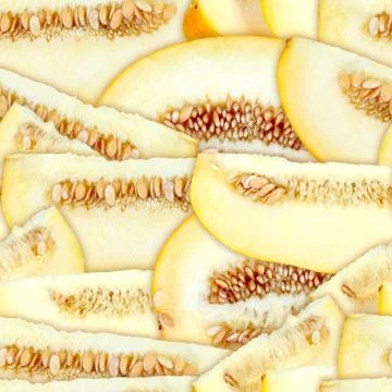 Seamless pattern of ripe yellow melons Stock Photos