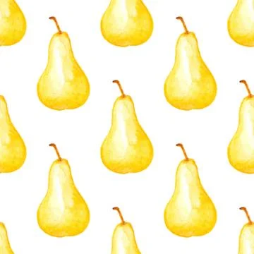 Seamless pattern with ripe yellow pears Stock Illustration