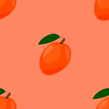 Seamless Pattern with Ripe Yummy Mango Stock Illustration
