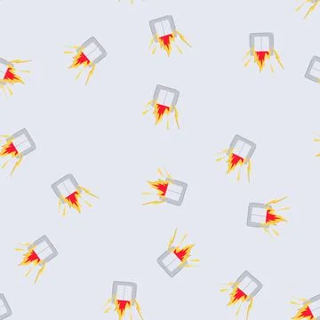 Seamless pattern risk short circuit fire cartoon vector Stock Illustration