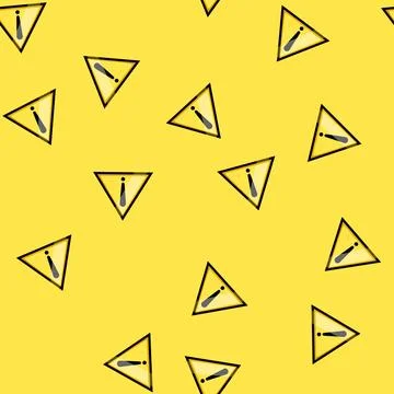 Seamless pattern risk yellow warning sign cartoon vector Illustrazione stock