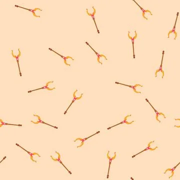Seamless pattern ritual trident magic cartoon vector Stock Illustration