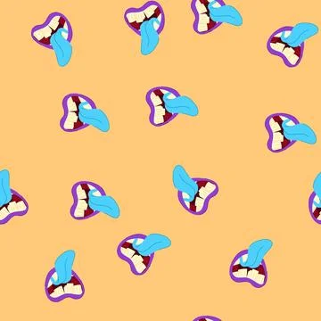 Seamless pattern roar monster mouth cartoon vector Stock Illustration