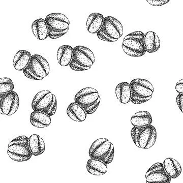 Seamless pattern roast cofeee bean sketch hand drawn Stock Illustration