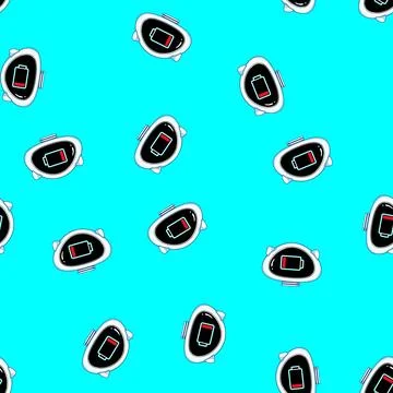 Seamless pattern Robot character showing low battery power notification Illustrazione stock