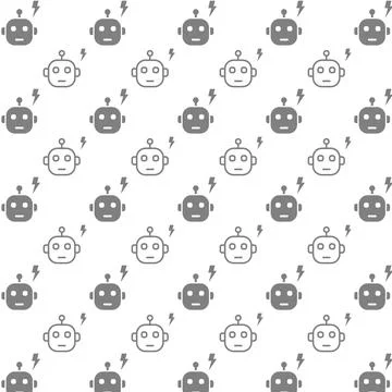 Seamless pattern robot on white background Stock Illustration