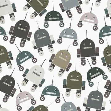 Seamless pattern of robots Stockillustratie