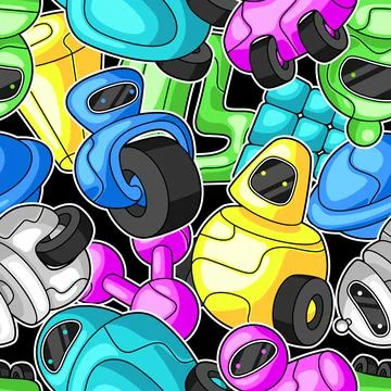 Seamless pattern with robots. Stock Illustration
