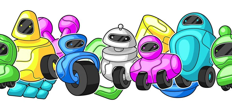 Seamless pattern with robots. Stock Illustration