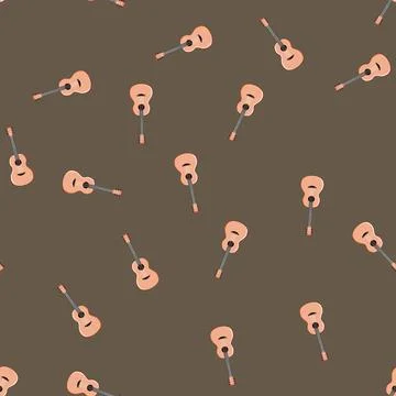Seamless pattern rock acoustic guitar cartoon vector Stock Illustration