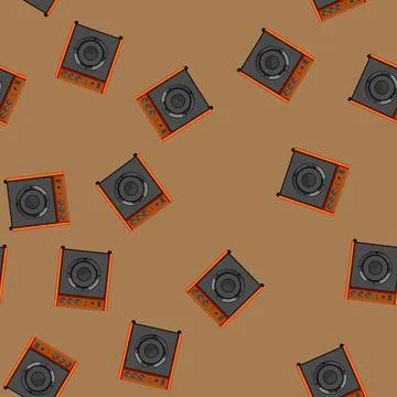 Seamless pattern rock guitar amplifier cartoon vector Stock Illustration