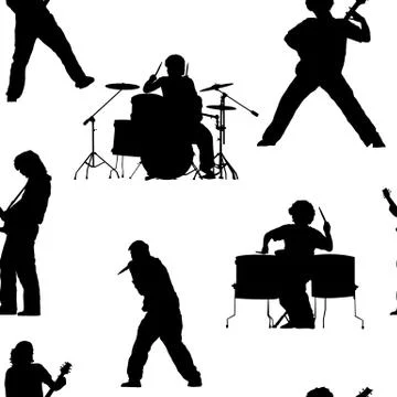 Seamless pattern with rock musicians Stock Illustration