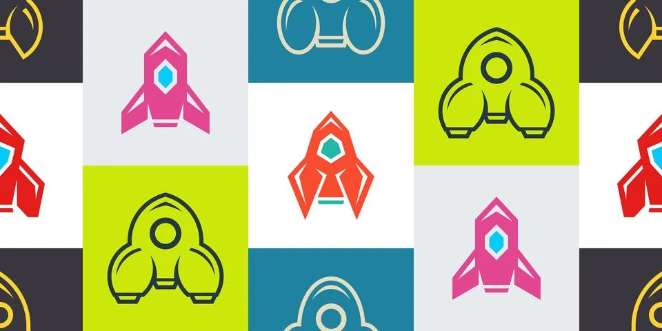 Seamless pattern with Rocket Stock Illustration