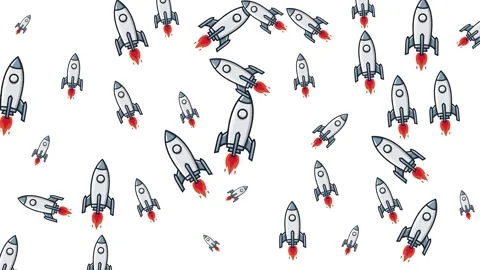 Seamless pattern of rocket motion video Stock Footage 327689929