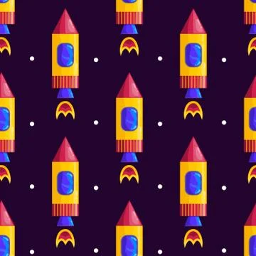 Seamless pattern with rockets Stock Illustration