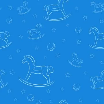 Seamless pattern with rocking-horses イラスト素材
