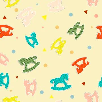 Seamless pattern with Rocking horses Stock Illustration