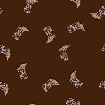 Seamless pattern rodeo cowboy boots cartoon vector Stock Illustration