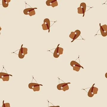 Seamless pattern rodeo cowboy hat cartoon vector Stock Illustration
