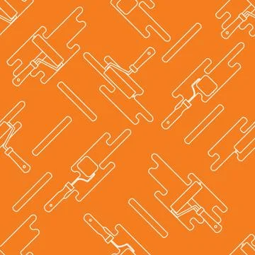 Seamless pattern of rollers for paint and paint spots. Stock Illustration