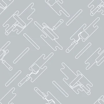 Seamless pattern of rollers for paint and paint spots. Stock Illustration