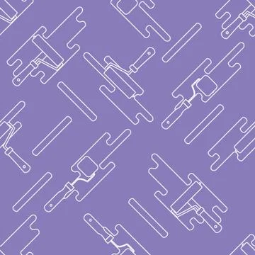 Seamless pattern of rollers for paint and paint spots. Stock Illustration
