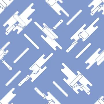 Seamless pattern of rollers for paint and paint spots. Stock Illustration