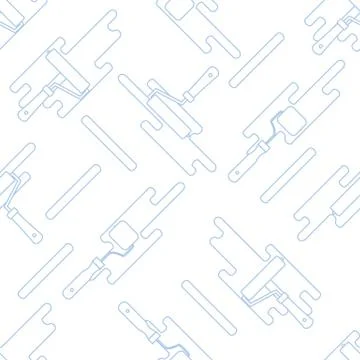 Seamless pattern of rollers for paint and paint spots. Stock Illustration