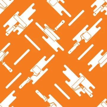 Seamless pattern of rollers for paint and paint spots. Stock Illustration