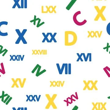 Seamless pattern with Roman numerals. Ten, twenty, thirty, forty, fifty, si.. Stockillustratie