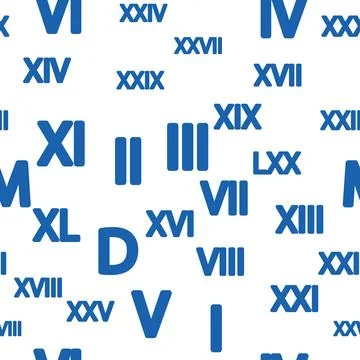 Seamless pattern with Roman numerals. Ten, twenty, thirty, forty, fifty, si.. Stockillustratie