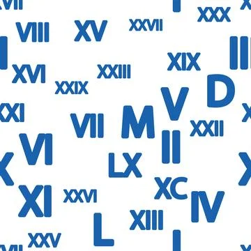 Seamless pattern with Roman numerals. Ten, twenty, thirty, forty, fifty, si.. Stock Illustration
