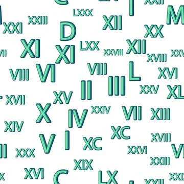 Seamless pattern with Roman numerals. Ten, twenty, thirty, forty, fifty, sixt 库存插图