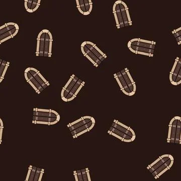 Seamless pattern romanesque ancient medieval door cartoon vector Stock Illustration