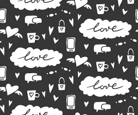 Seamless pattern on romantic theme. Vector illustration. doodle Wedding patte Stock Illustration