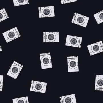 Seamless pattern room washing machine cartoon vector Stock Illustration
