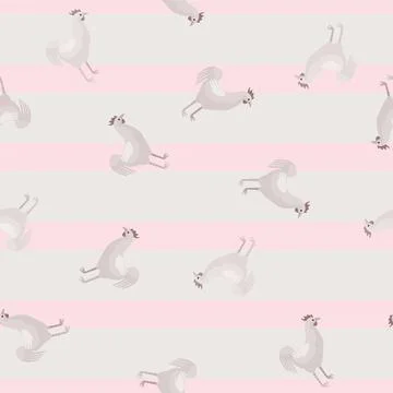 Seamless pattern of rooster. Domestic animals on colorful background. Vector  Stock Illustration