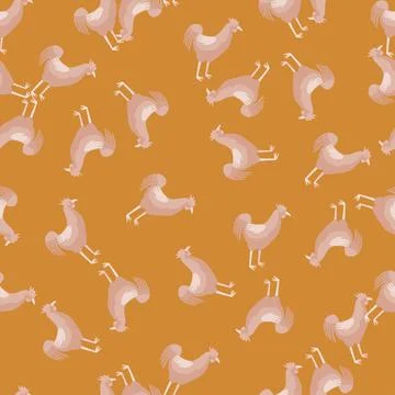 Seamless pattern of rooster. Domestic animals on colorful background. Vector  스톡 일러스트