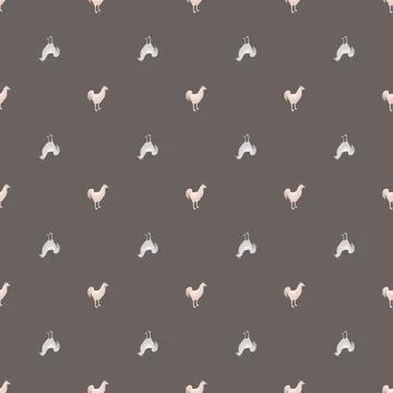 Seamless pattern of rooster. Domestic animals on colorful background. Vector  Illustrazione stock