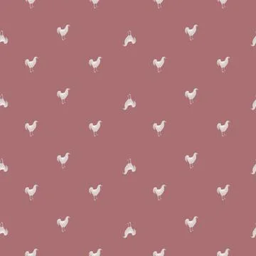 Seamless pattern of rooster. Domestic animals on colorful background. Vector  Stock Illustration